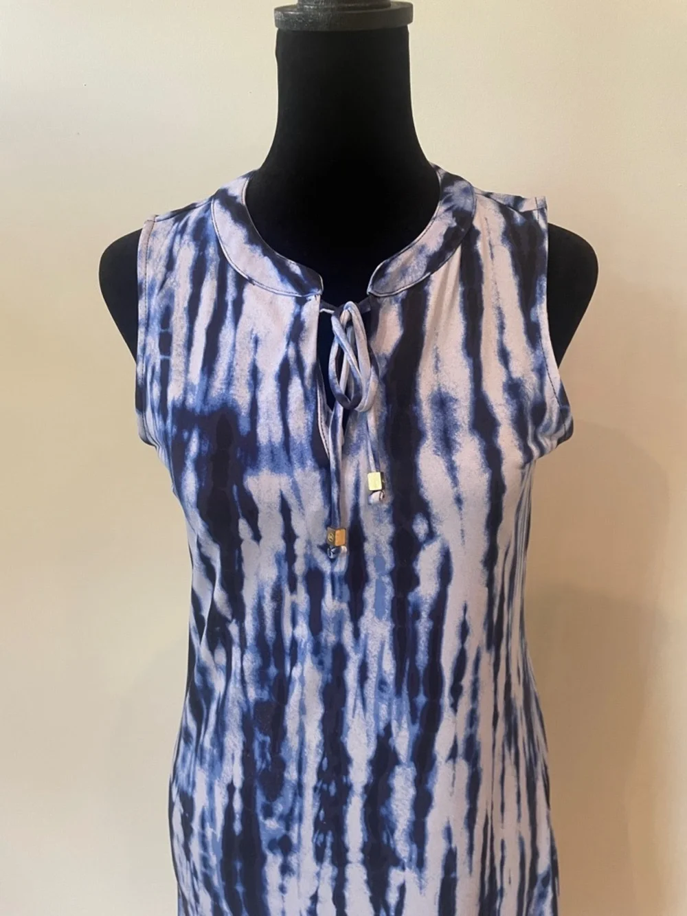 Sleeveless Tie-Dye Navy Blue Dress Michael Kors xs